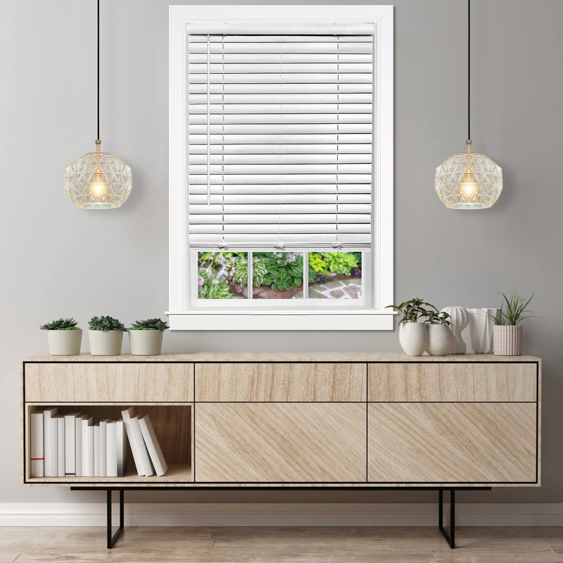 Achim Cordless Room Darkening Venetian Blind - 29 Inch Width, 64 Inch Length, 2" Vinyl Slat Size - White - GII Luna Light Filtering Horizontal Mini Windows Blinds for Interior by Achim Home Decor - Image 1